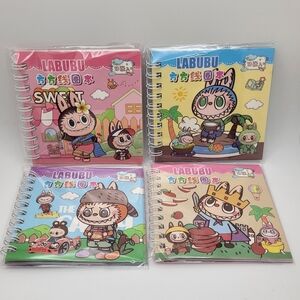 LABUBU 4-PACK Mini Spiral Sticker Notebooks NEW